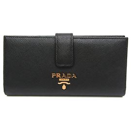 Prada Saffiano Multicolor Leather Long Wallet Black Beige