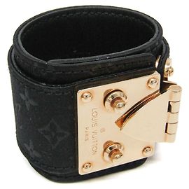 Bracelet Cellule Louis Vuitton Monogram Satin M92118 Noir Doré
