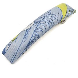 Hermès Barrette de seda para mulher Hermes Eclipse Amarelo Azul claro