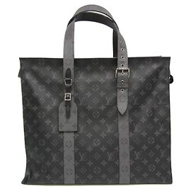 Saco Cabas Zip GM Louis Vuitton Monogram Eclipse Marrom Preto