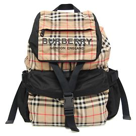 Sac à dos Burberry Nova Check en nylon Noir Beige