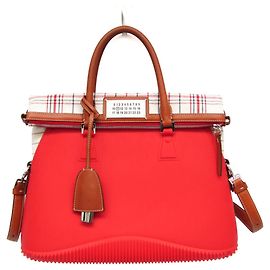 Maison Martin Margiela Bolsa Maison Margiela 5AC Medium Marrom Branco Vermelho