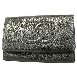 Chanel Black Grained Calfskin Keycase Black