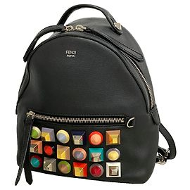 Fendi Black Leather Backpack Black
