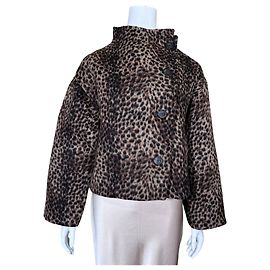 Rouje Gedeon Leopard Print Wool Blend Jacket Brown Black