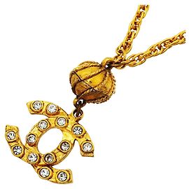 Chanel vergoldete Halskette mit Strass Golden