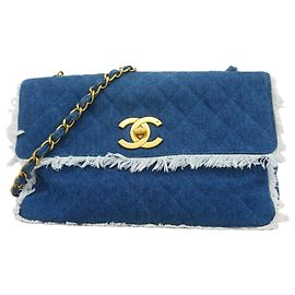 Borsa a tracolla Chanel Denim Blue Blu