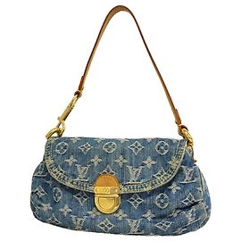 Borsa a tracolla Mini Pleaty Louis Vuitton Monogram Denim Blu