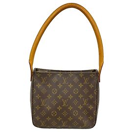 Bolso de hombro Louis Vuitton Monogram Looping MM Castaño