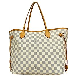 Louis Vuitton Damier Azur Neverfull MM Tote Bag Weiß