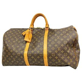 Louis Vuitton Boston Monogram Keepall 55 Bag Brown
