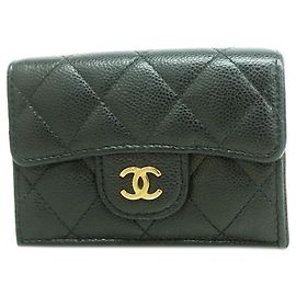 Portefeuille tri-fold Chanel Matelassé Noir