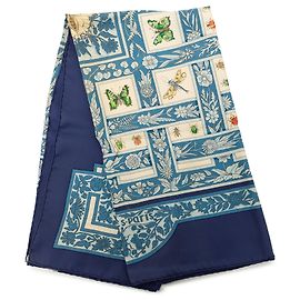 Lenço de seda Hermès Blue Les Joyaux De L'Été 90 Azul