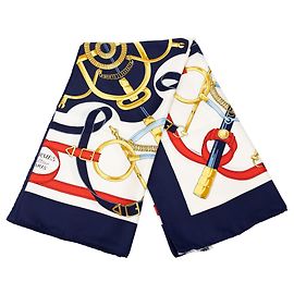 Pañuelo de seda Hermès Blue Eperon d Or 90 Azul Azul marino
