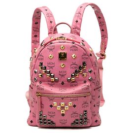 MCM Pink Studded Visetos Coated Canvas Stark Backpack Pink