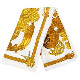 Lenço de seda Hermès Armets En Panache branco 90 Outro