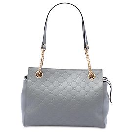Gucci Guccissima Soft Shoulder Bag Grau Medium Braun