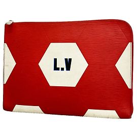 Pochette Louis Vuitton en cuir Epi Blanc Rouge