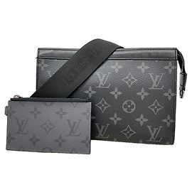 Louis Vuitton Monogram Eclipse Reverse Gaston Wearable Wallet Shoulder Bag Brown Black