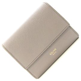 Céline Cartera Trifold Celine en piel granulada grisácea Gris