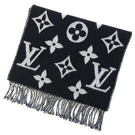 Bufanda de lana Monogram Louis Vuitton Castaño Negro
