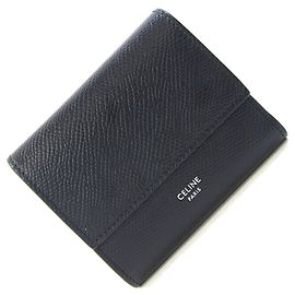 Céline Cartera Trifold Celine de piel negra Negro