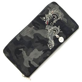 Carteira longa redonda Prada em Gray Marrom