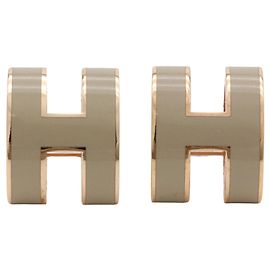 Hermès Brincos Hermes Mini Pop H Marrom Dourado