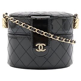 Borsa a tracolla Chanel Matelassé Mini Vanity Coco Mark Chain Nero