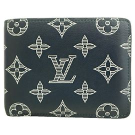Louis Vuitton Monogram Shadow Portefeuille Multiple Wallet Azul marino