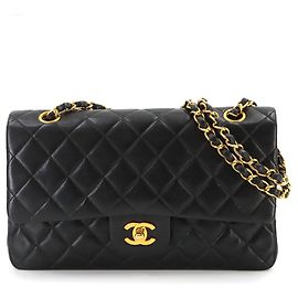 Borsa a tracolla Chanel Matelasse 25 con catena Nero