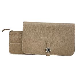 Hermès Cartera larga Hermes Dogon GM Gris pardo