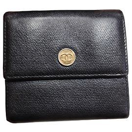 Chanel Calf Leather Fold Wallet Black