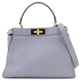 Fendi Peekaboo Regular Handtasche aus schwarzem Leder Schwarz