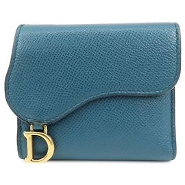 Christian Dior Saddle Flap Leather Mini Blu