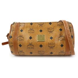 MCM Visetos Leder Handtasche Braun Braun