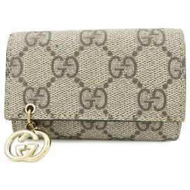 Gucci Interlocking G French GG Coated Canvas Compact Beige
