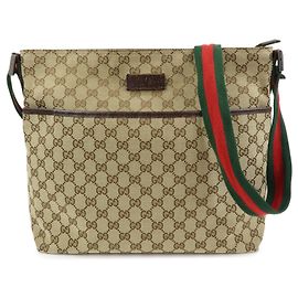 Borsa Messenger Gucci Web Strap GG Canvas Small Beige