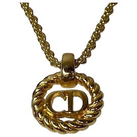 Collier Dior Logo CD Cercle Torsadé Doré Métallisé