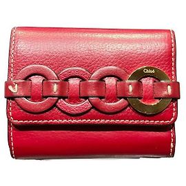 Chloé Portefeuille Chloe Daryl en cuir à trois volets Rouge