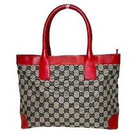 Saco Tote Gucci em lona GG e couro Marrom Bege