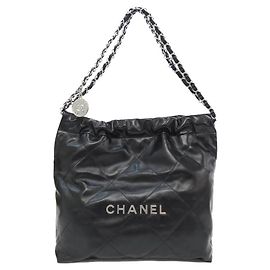Bolsa de ombro Chanel 22 Line em couro de bezerro Preto