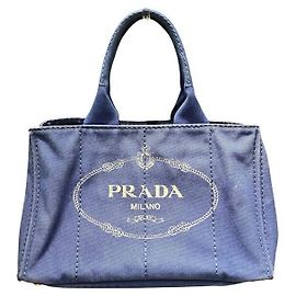 Borsa Tote Prada in tela Canapa Blu