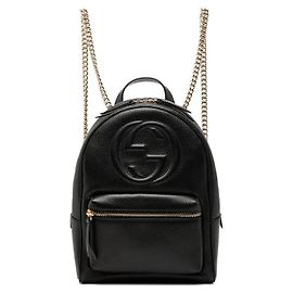 Gucci Soho Interlocking GG Leder-Rucksack Schwarz
