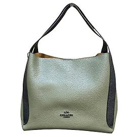 Bolsa Coach Hadley Hobo em lona e couro Marrom Bege
