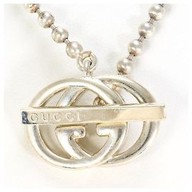 Gucci Interlockin GG Silver Necklace Silvery Metallic