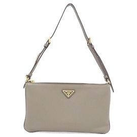 Sac à épaule Prada Soft Grain Marron Beige
