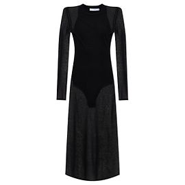 Iro Emala Kleid aus schwarzer Baumwolle Midi Schwarz