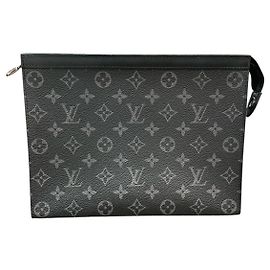 Louis Vuitton Monogram Eclipse Pochette Voyage MM Clutch Bag Preto