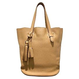 Saco Tote de Pele Max Mara Marrom Bege